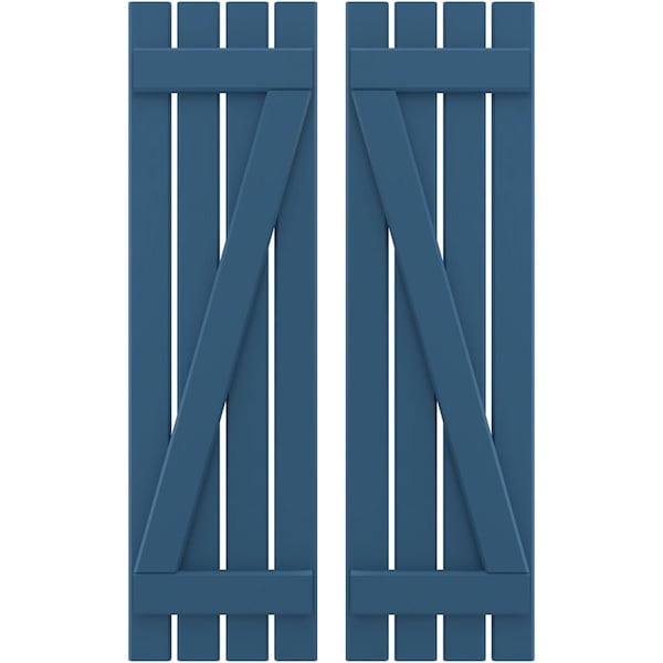Ekena Millwork Americraft 4-Board (2 Batten) Wood Spaced Board-n-Batten Shutters w/ Z-Bar, ARW102SB415X45HBH, PR ARW102SB415X45HBH - main